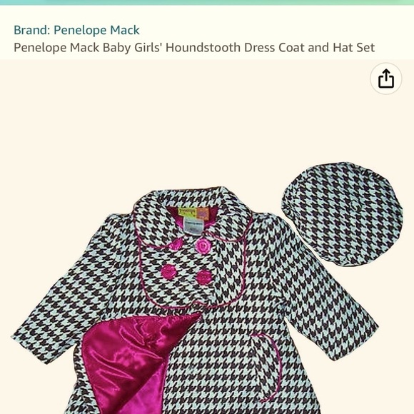 Penelope Mack Other - PENELOPE Mack houndstooth tooth dress coat and beanie set black and white size 4